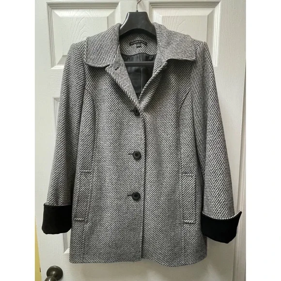 Vintage Preston & York Women's Size Large Plaid‎ Wool Blend Tweed Coat - Picture 3 of 16